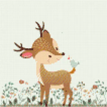 Diamantové malování Diamantové malování - Jelínek s ptáčkem Velikost: 30x30cm, Rámování: Pouze srolované plátno, Diamanty: Čtvercové