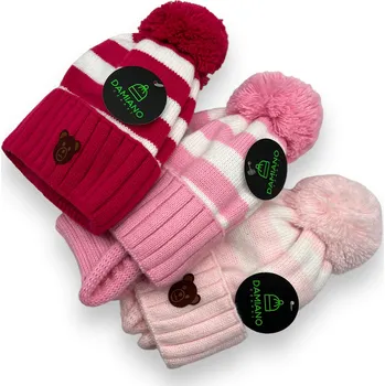 Čepice Damiano Dívčí zimní čepice s nákrčníkem HELEN Barva: Růžová