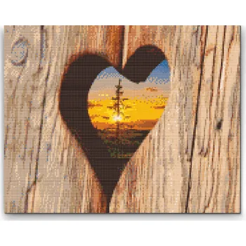 Diamantové malování Diamantové malování - Dřevěné srdce Velikost: 30x40cm, Rámování: Pouze srolované plátno, Diamanty: Kulaté