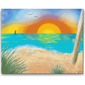 Diamantové malování Diamantové malování - Malovaná pláž Velikost: 30x40cm, Rámování: Pouze srolované plátno, Diamanty: Čtvercové