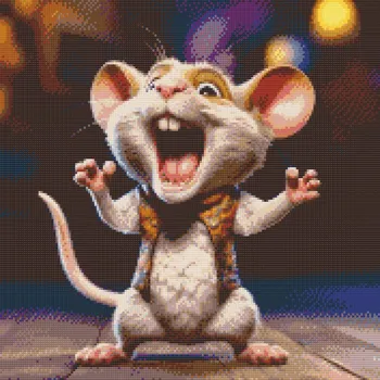 Diamantové malování Diamantové malování - Křičící myš Velikost: 50x50cm, Rámování: Pouze srolované plátno, Diamanty: Čtvercové