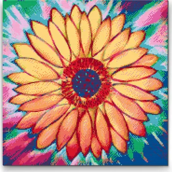 Diamantové malování Diamantové malování - Barevná slunečnice Velikost: 50x50cm, Rámování: Pouze srolované plátno, Diamanty: Čtvercové