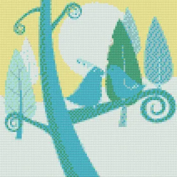 Diamantové malování Diamantové malování - Zelení ptáčci Velikost: 30x30cm, Rámování: Pouze srolované plátno, Diamanty: Kulaté