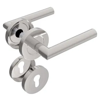 Dveřní kování Klika - klika s kulatým štítkem NEREZ AISI 304, rovná (Klika se štítkem NEREZ AISI 304)