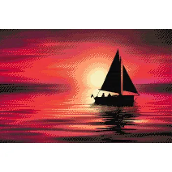 Diamantové malování Diamantové malování - Loď při západu slunce Velikost: 40x60cm, Rámování: Pouze srolované plátno, Diamanty: Kulaté