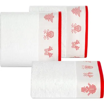 Vánoční ozdoba SADA VÁNOČNÍCH RUČNÍKŮ NOEL 3KS 70X140 CM BÍLÁ