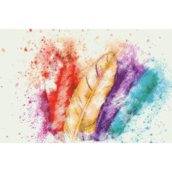 Diamantové malování Diamantové malování - Barevné peří Velikost: 40x60cm, Rámování: Pouze srolované plátno, Diamanty: Čtvercové