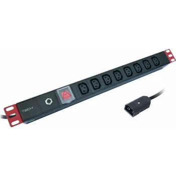 Napájecí kabel Techly Rack Power Strip 1U 8x C13 Socket C14 Kabel pro UPS 2m