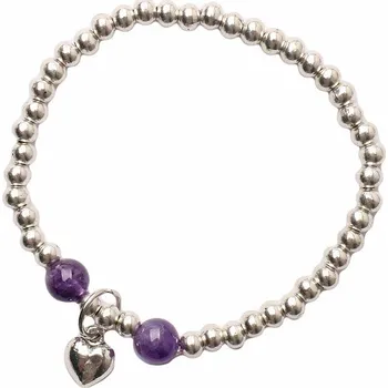 Náramek Náramek z kovových korálků s ametysty obvod cca 16 až 22 cm