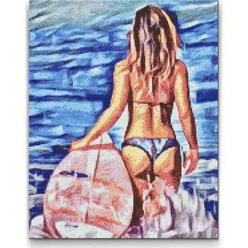 Diamantové malování Diamantové malování - Surfařka Velikost: 30x40cm, Rámování: Pouze srolované plátno, Diamanty: Čtvercové