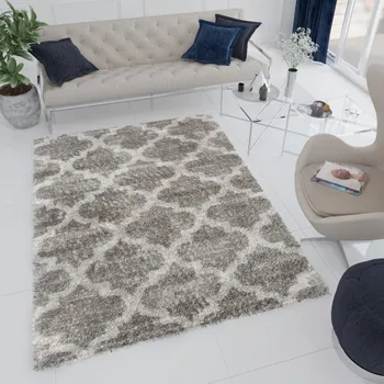 Koberec Moderní koberec Versay Shaggy - mřížka - tmavě šedý Rozměr koberce: 80x150 cm