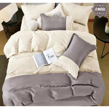 Povlečení Numberoplus Flanelové povlečení dvoulůžkové oboustranné - Petra šedobílá