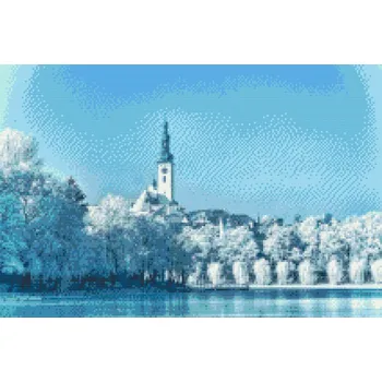 Diamantové malování - Zasněžené město Tábor Velikost: 40x60cm, Rámování: Pouze srolované plátno, Diamanty: Čtvercové
