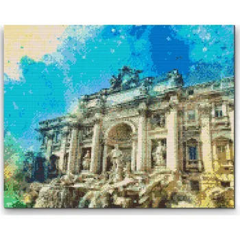 Diamantové malování Diamantové malování - Fontána Di Trevi 2 Velikost: 30x40cm, Rámování: Pouze srolované plátno, Diamanty: Čtvercové