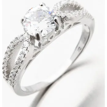 Prsten Dámský prsten stříbro 925 zirkon dva GST-11514 velikost 55