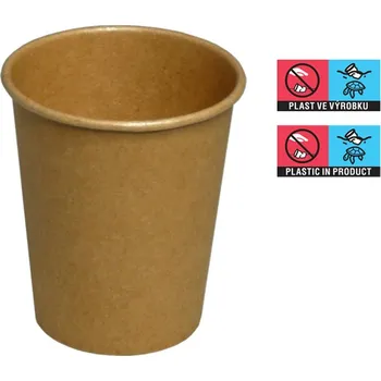 Jednorázové nádobí Kelímek papírový 300/350ml 12oz 90mm kraft hnědý - Eu logo - 1000 ks