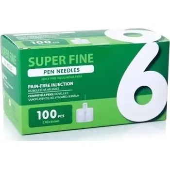 Injekční jehla Jehly pro inzulinová pera SUPER FINE - 31G—6 mm, 100 ks