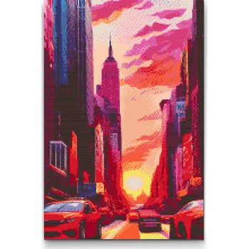 Diamantové malování Diamantové malování - Svítání ve městě Velikost: 40x60cm, Rámování: Pouze srolované plátno, Diamanty: Čtvercové