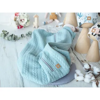 Dětská deka Deka nepadací copánková (mint/sea green, šedý fleece)