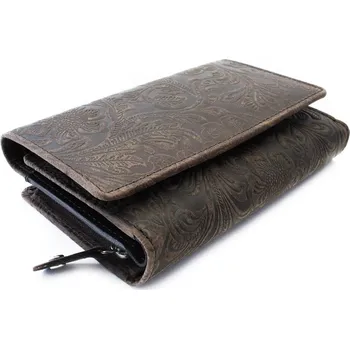 Arwel Střední kožená peněženka s klopnou - česká výroba; tmavě hnědá