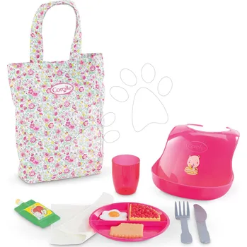 Jídelní souprava s taškou a bryndákem Large Meal Set Corolle pro 36–42 cm panenku 11 doplňků od 24 měsíců