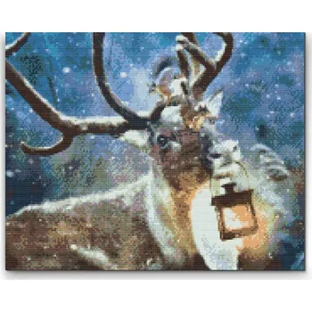 Diamantové malování Diamantové malování - Jelen s lucernou Velikost: 30x40cm, Rámování: Pouze srolované plátno, Diamanty: Kulaté