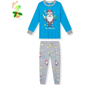 Chlapecké pyžamo Chlapecké vánoční pyžamo KUGO MP3836, modré / šedé