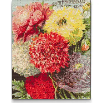 Diamantové malování Diamantové malování - Retro barevné květy Velikost: 30x40cm, Rámování: Pouze srolované plátno, Diamanty: Čtvercové