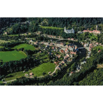 Diamantové malování - Výhled na Hrad Rožmberk Velikost: 40x60cm, Rámování: Pouze srolované plátno, Diamanty: Čtvercové