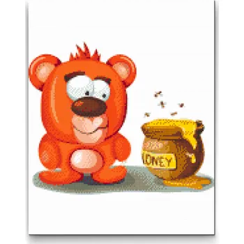 Diamantové malování Diamantové malování - Medvídek a jeho med Velikost: 30x40cm, Rámování: Pouze srolované plátno, Diamanty: Kulaté