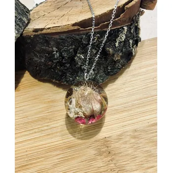 Náhrdelník VitaliaArt | Náhrdelník z pravých květů střední růže, vřesovec, kerblík, chmýří - Vitalia Art 0001752