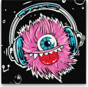 Diamantové malování Diamantové malování - Růžová příšerka Velikost: 50x50cm, Rámování: Pouze srolované plátno, Diamanty: Kulaté