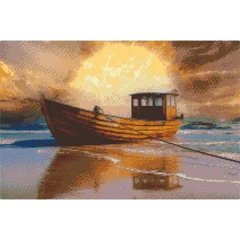 Diamantové malování Diamantové malování - Člun na moři 2 Velikost: 40x60cm, Rámování: Pouze srolované plátno, Diamanty: Kulaté