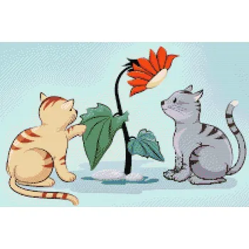 Diamantové malování Diamantové malování - Kočky a květina Velikost: 40x60cm, Rámování: Pouze srolované plátno, Diamanty: Kulaté