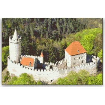 Diamantové malování - Hrad Kokořín Velikost: 40x60cm, Rámování: Pouze srolované plátno, Diamanty: Čtvercové