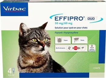 Antiparazitikum pro kočku Virbac Effipro Duo Spot-On 50 mg/60 mg pro kočky 4x 0,5 ml