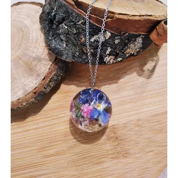 Náhrdelník VitaliaArt | Náhrdelník z pravých květů velký Fialka, šater, ozothamnus, modřenec - Vitalia Art 0001587