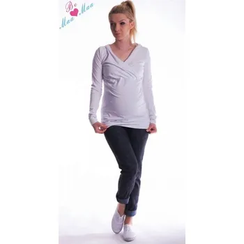 Dámská mikina Be MaaMaa Těhotenská mikina s kapucí OLINA - bílá, Velikosti těh. moda S/M