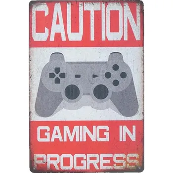Plechová cedule Kovová cedule Gaming in progress 1
