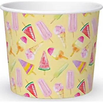 Jednorázové nádobí Kelímek papírový na zmrzlinu 500ml, dekor zmrzliny 50 ks/bal
