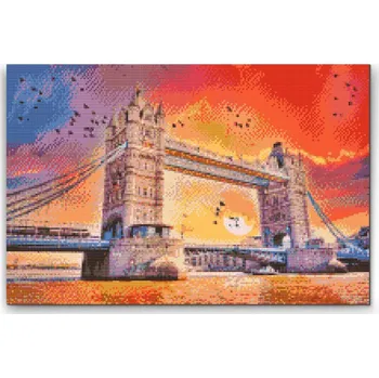 Diamantové malování Diamantové malování - Londýnský most při západu slunce Velikost: 40x60cm, Rámování: Pouze srolované plátno, Diamanty: Kulaté