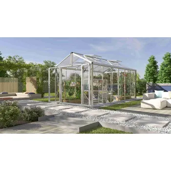 Skleník Zahradní skleník VITAVIA ZEUS COMFORT 11900 sklo 3 mm + polykarbonát 10 mm, stříbrný Varianta: skleník VITAVIA ZEUS COMFORT 11900 sklo 3 mm + PC 10 mm stříbrný LG3715