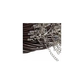 Kožená šňůrka se zapínáním, hnědá, 2 mm