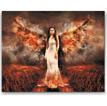 Diamantové malování Diamantové malování - Anděl v plamenech Velikost: 30x40cm, Rámování: Pouze srolované plátno, Diamanty: Čtvercové