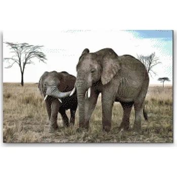 Diamantové malování Diamantové malování - Sloní mládě s matkou Velikost: 40x60cm, Rámování: Pouze srolované plátno, Diamanty: Kulaté