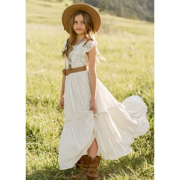 Dívčí sukně Nádherné dívčí "boho" šaty , 3 - 14 let Barva: Bílá, Velikost: 4 (3-4 roky)