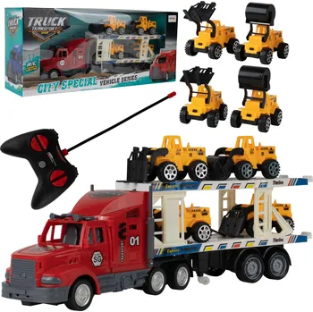 RC model auta Truck Transport nákladní autíčko se stavebními stroji na dálkové ovládání