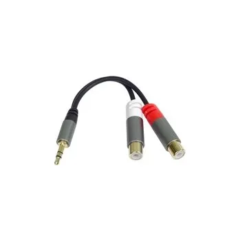 Audio kabel PremiumCord kabel HQ Jack 3.5mm Male - 2x CINCH Female 15cm