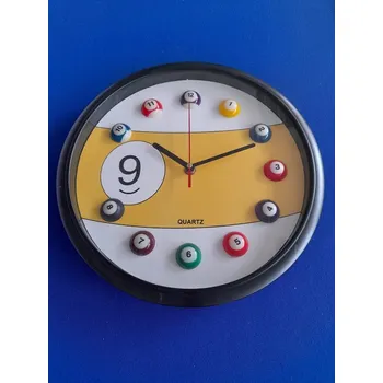 Hodiny Hodiny Billiard Ball 9 žlutá průměr 30 cm