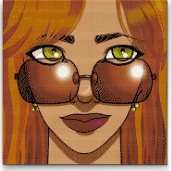 Diamantové malování Diamantové malování - Pohled přes sluneční brýle Velikost: 50x50cm, Rámování: Pouze srolované plátno, Diamanty: Čtvercové